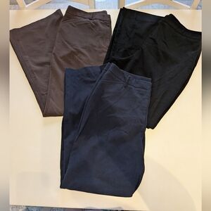 3-Pair Bundle Of Size 14 Average Dress Work Career Slacks - Black, Blue, Brown